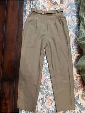 Vintage High-Waisted Pleated Trousers with Belt